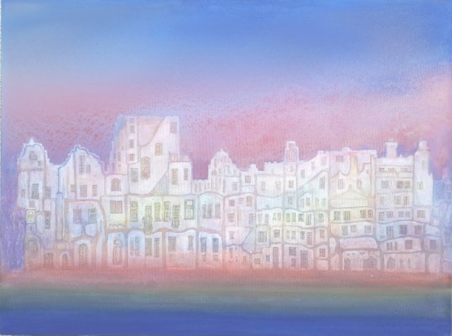 077. Wundersame Stadt, Acryl-Fl...